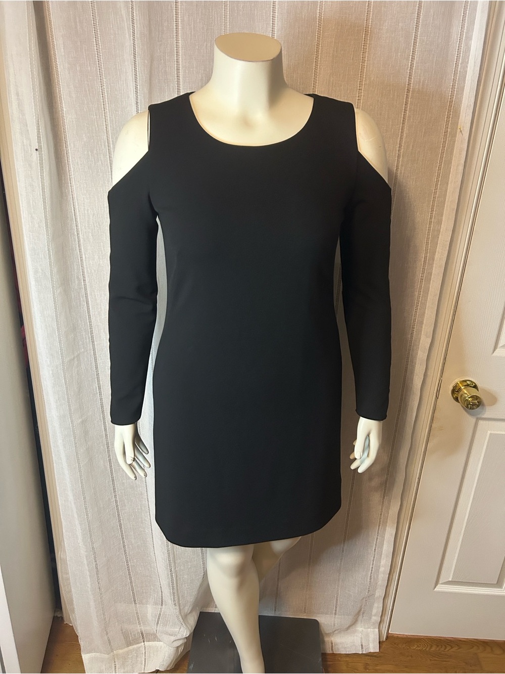 Black Cold-Shoulder Mini Dress by Black